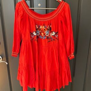 Free People, off-shoulder dress.